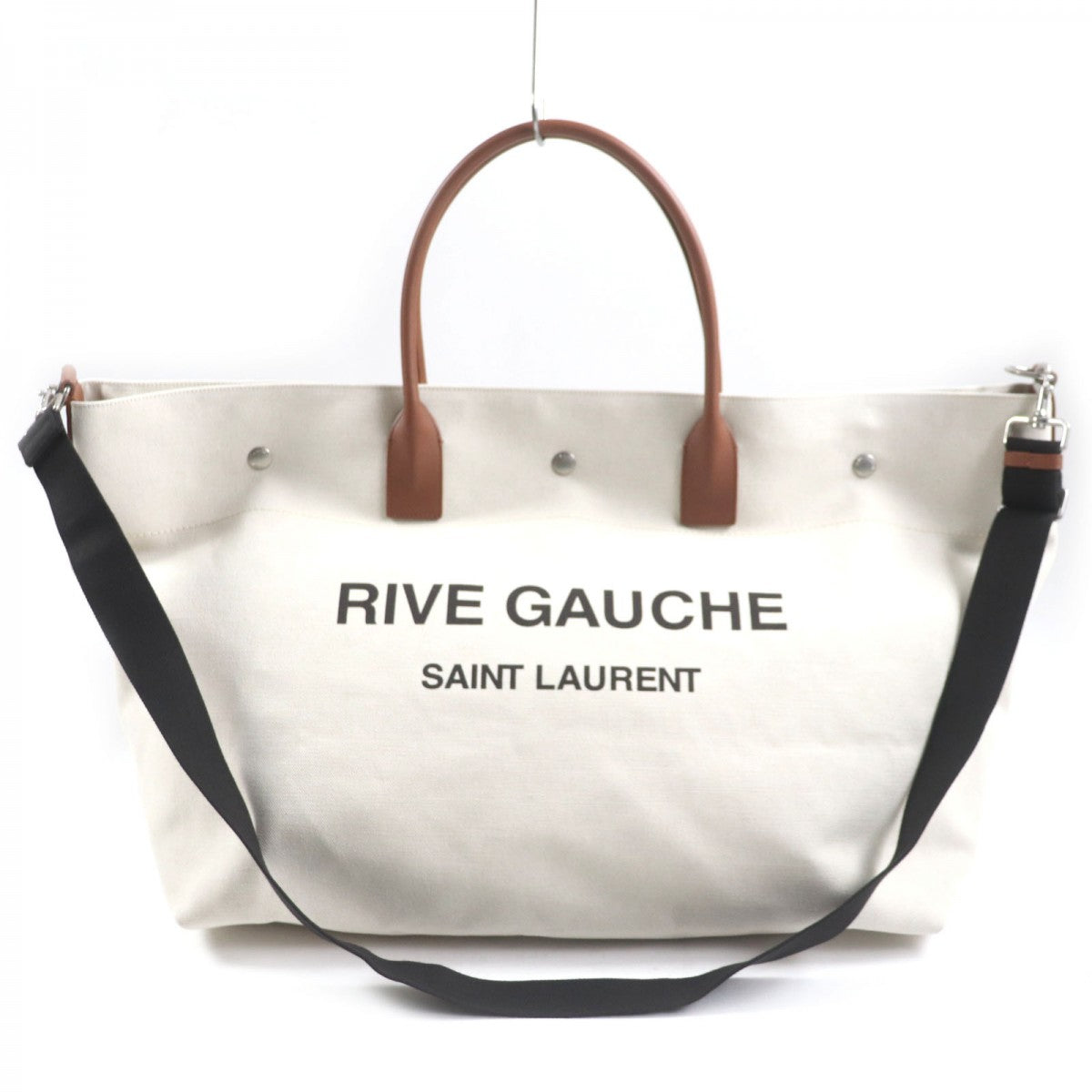 Saint Paris Tote Bag Main Main Beige Leather Canvas 28708