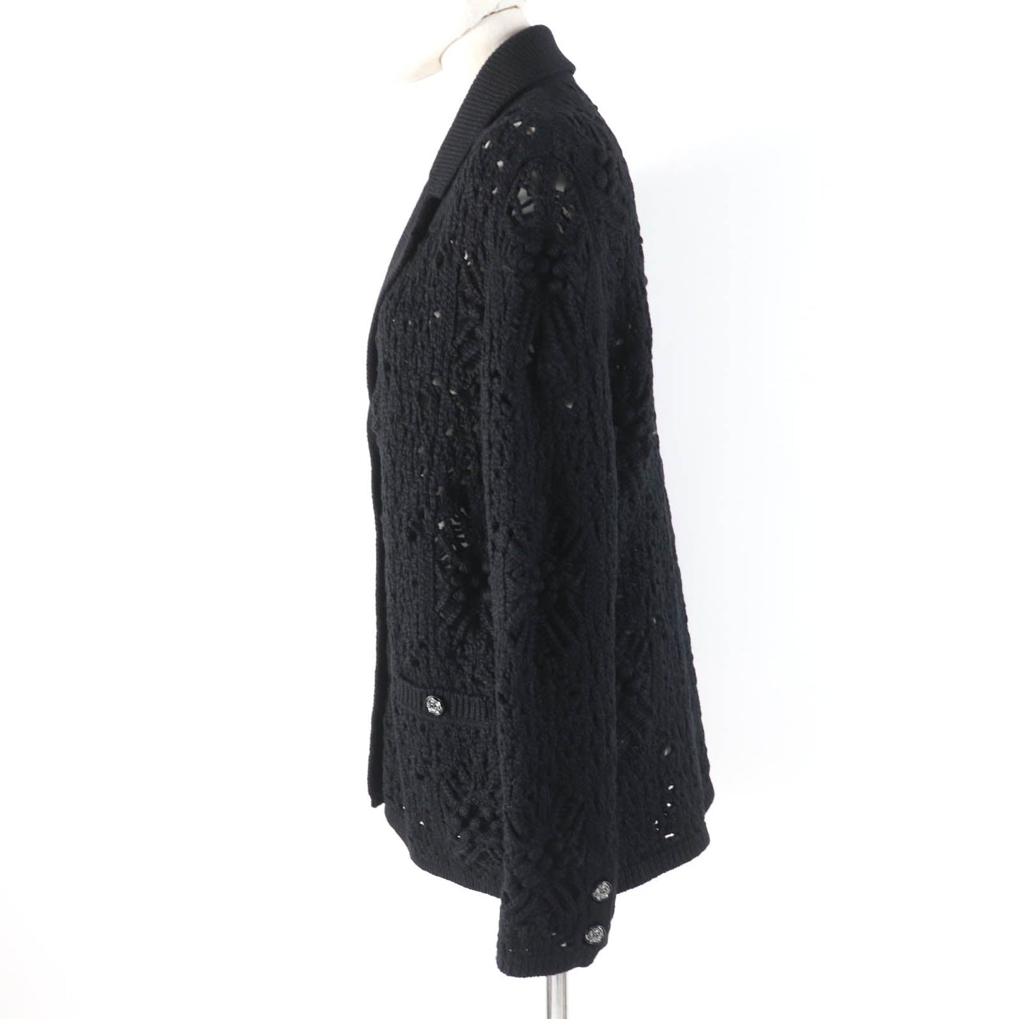 Chanel Cashmere Cardigan COCO Mark Button Black Apparel