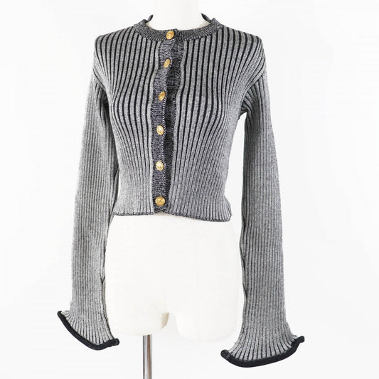 Louis Vuitton cardigan 45 7 1 polyurethane Nylon Wool Black Grey Handbag
