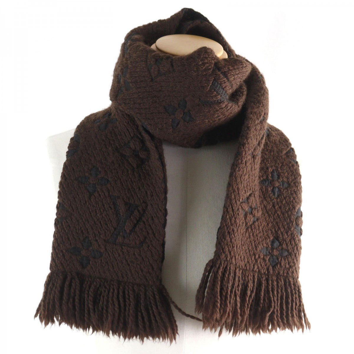 Louis Vuitton Scarf Wool Brown Logo