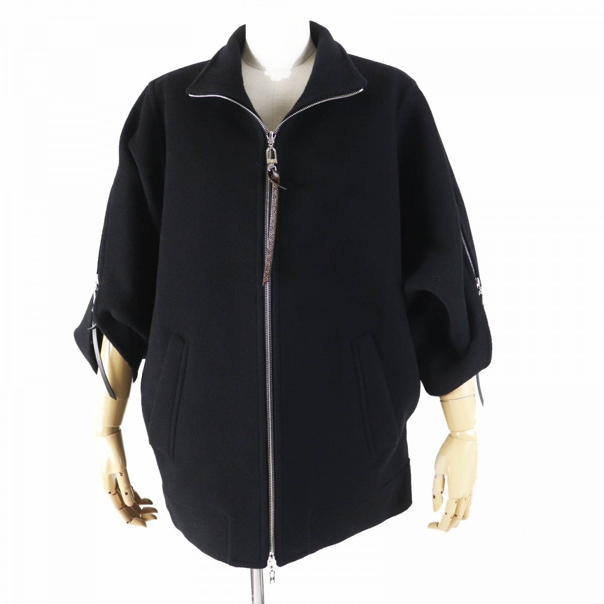 Louis Vuitton Jacket 1AGGMM Part 100 polyester Leather Wool Cotton Black Apparel