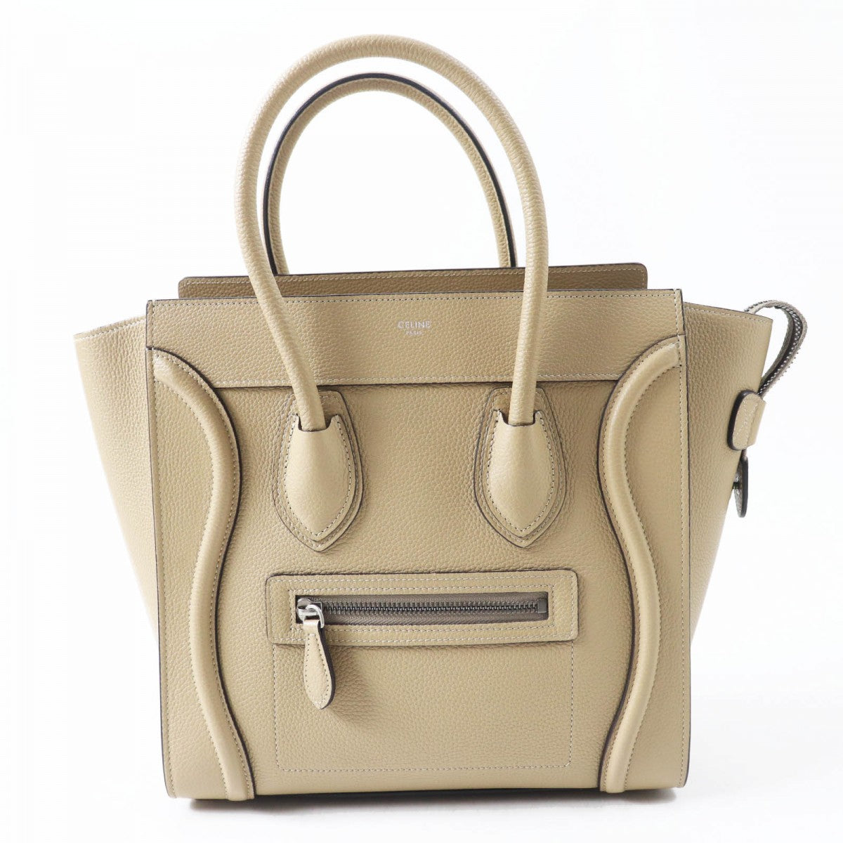 Main: Drummed Calfskin Yellow Luggage Micro Shopper Travel Bag