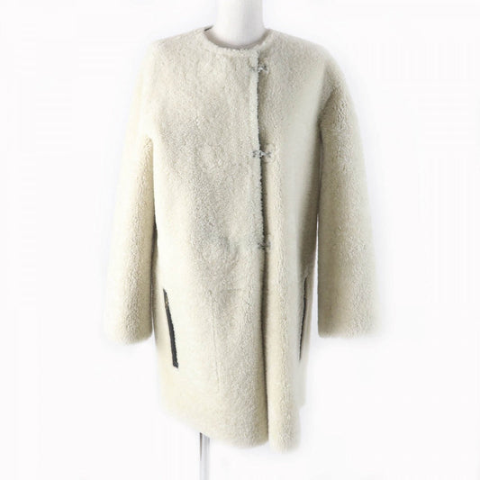 Louis Vuitton Mouton coat 36 Leather Black White Apparel