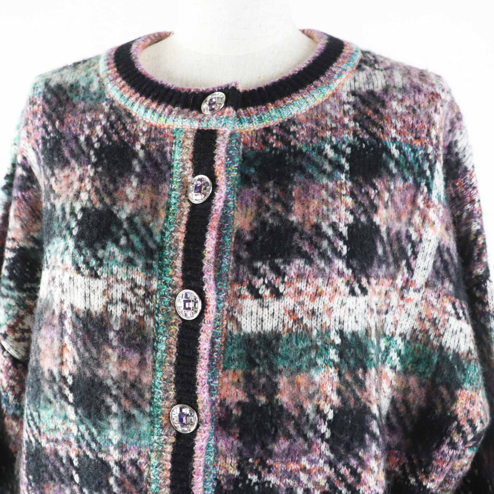 Chanel P72935 Cashmere Wool Gripoa Button Mix Knit One Piece