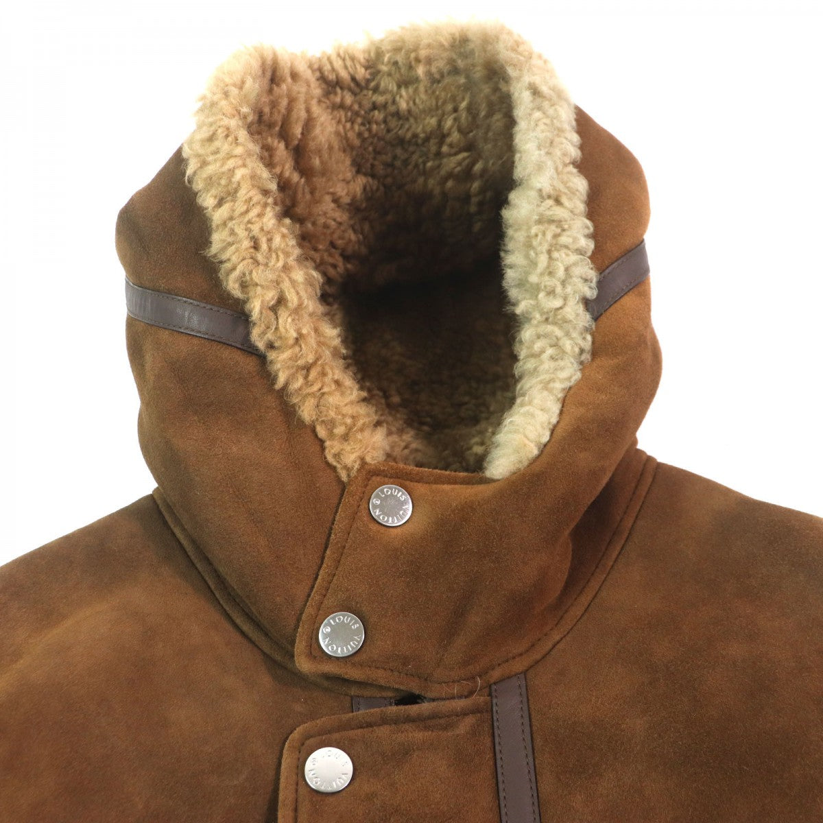 Louis Vuitton Mouton coat part Cowhide 54 Leather Brown Apparel