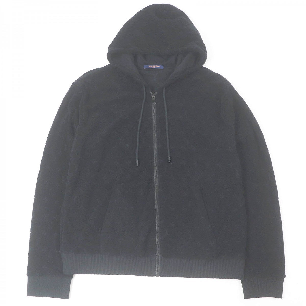 Louis Vuitton Hoodie 1ABJ63 y Zip Through Monogram Nylon Cotton Black Apparel