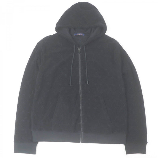 Louis Vuitton Hoodie 1ABJ63 y Zip Through Monogram Nylon Cotton Black Apparel