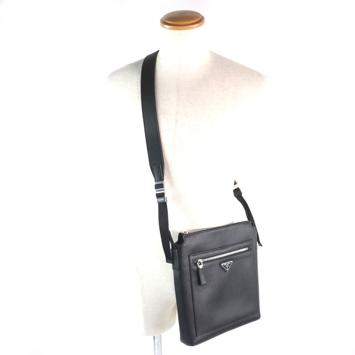 Shoulder Bag Main: Saffiano Mens Leather Black