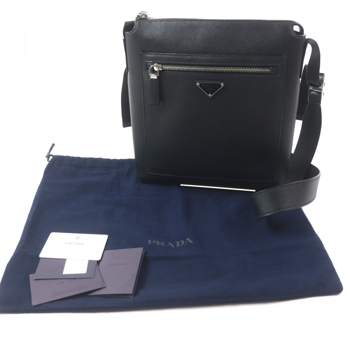 Shoulder Bag Main: Saffiano Mens Leather Black