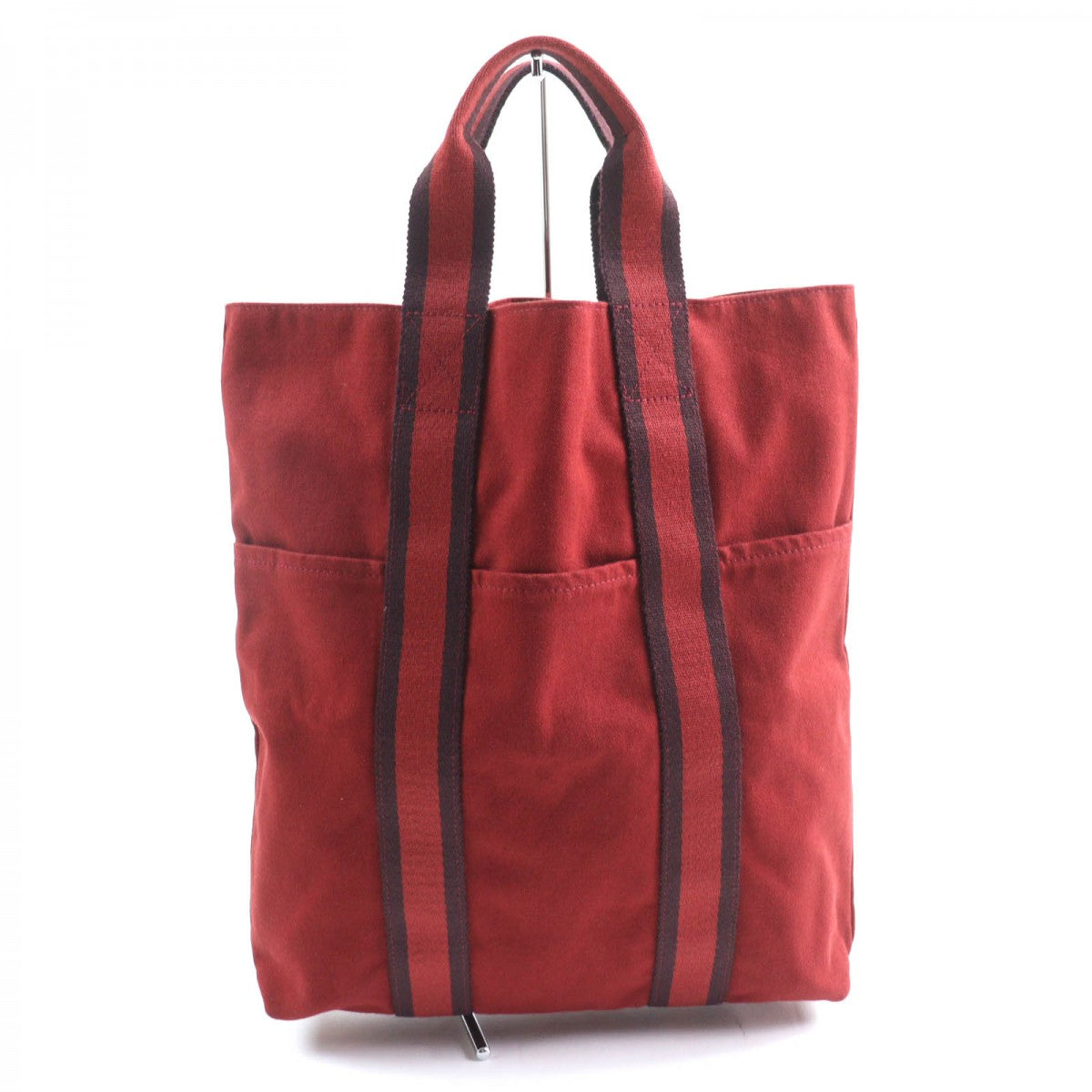 Hermes Tote Bag Main Cotton Bordeaux Fool Toe Kabas