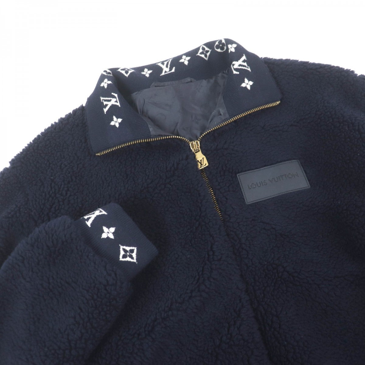 Louis Vuitton Blouson 1AGLXQ Part cowhide L Nylon Navy Handbag