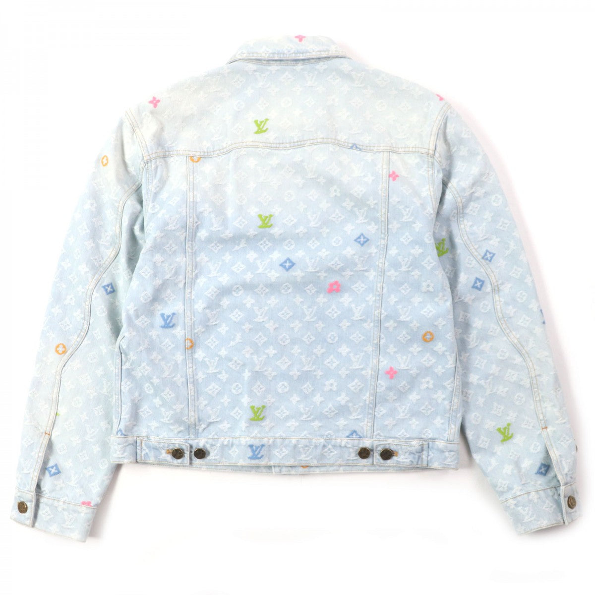 Louis Vuitton Jacket part cowhide Ice blue Monogram Leather Denim Cotton Apparel