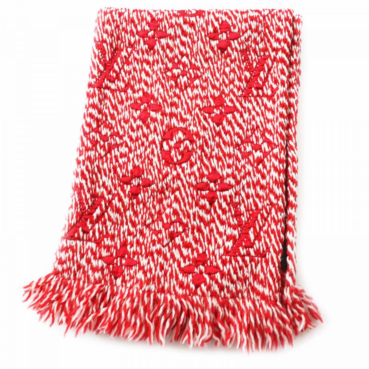 Louis Vuitton Scarf M70424 Mix Wool White Red