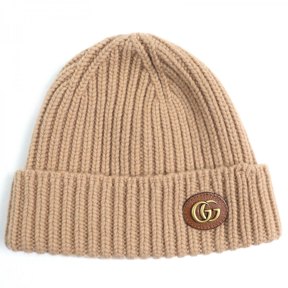 Gucci Knit part sheepskin Camel M Leather Wool Hat