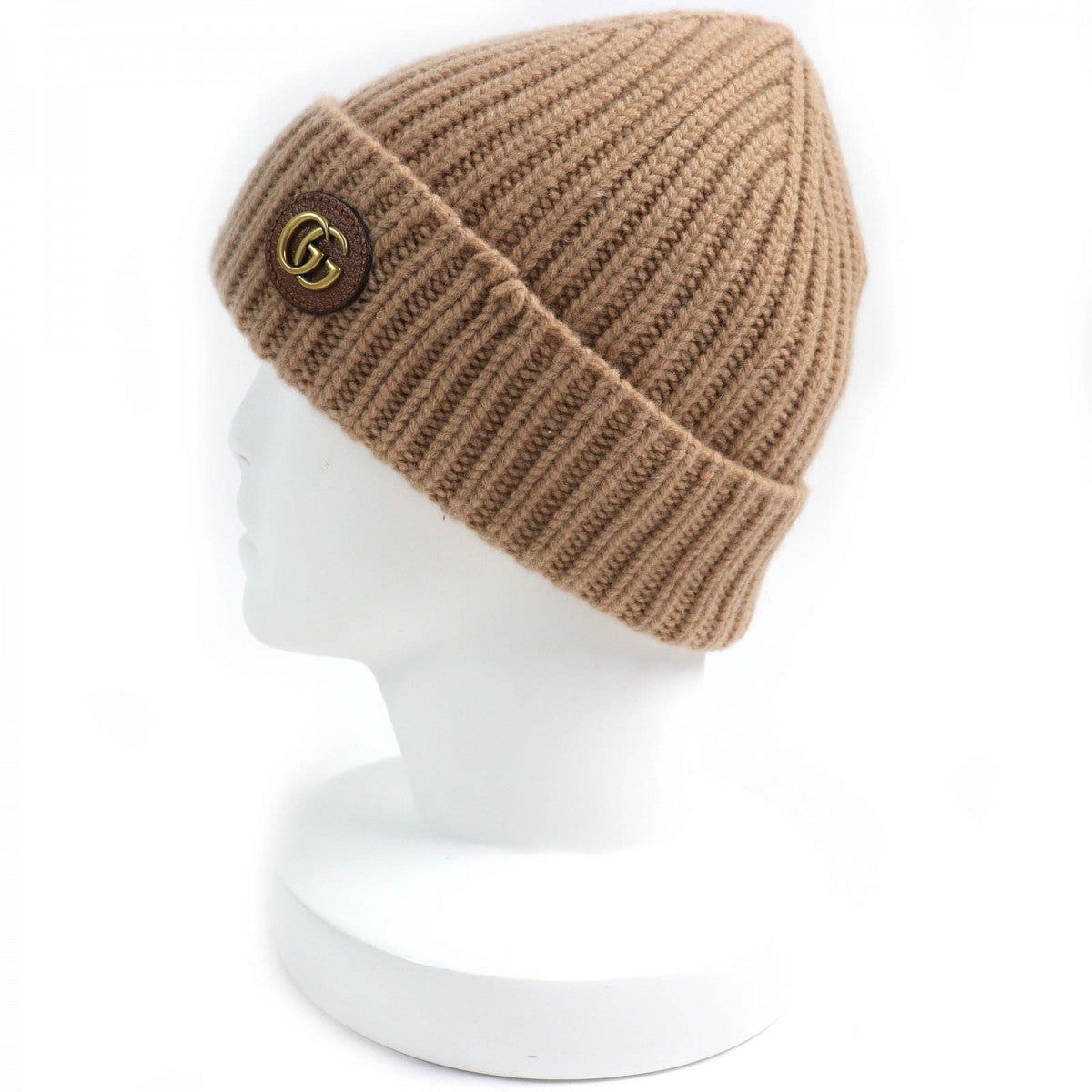 Gucci Knit part sheepskin Camel M Leather Wool Hat
