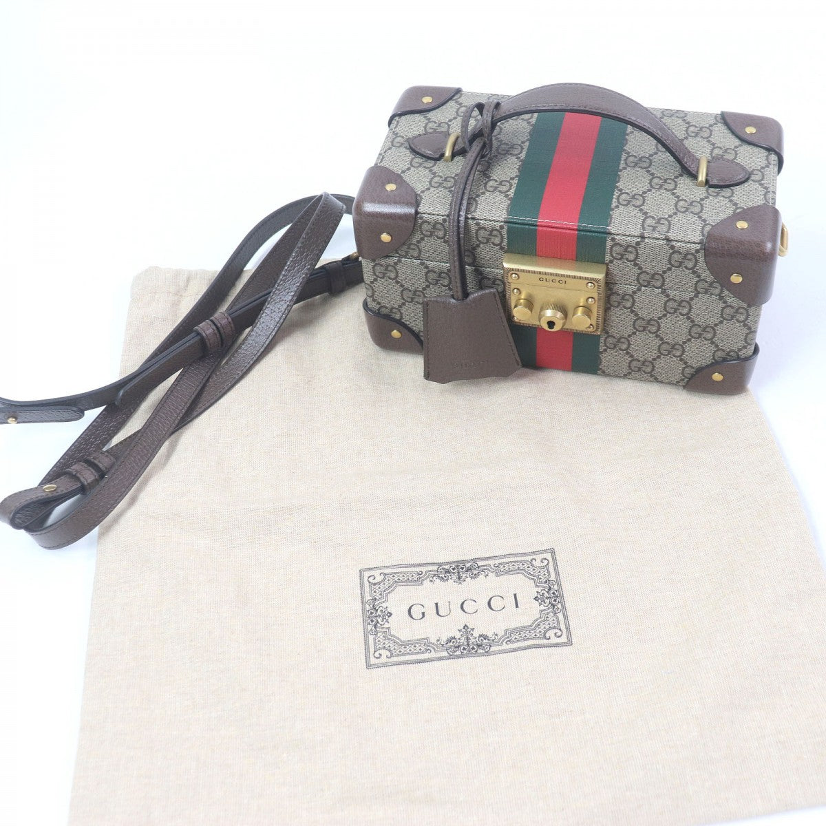 Gucci Briefcase GG Supreme Canvas Brown Handbag