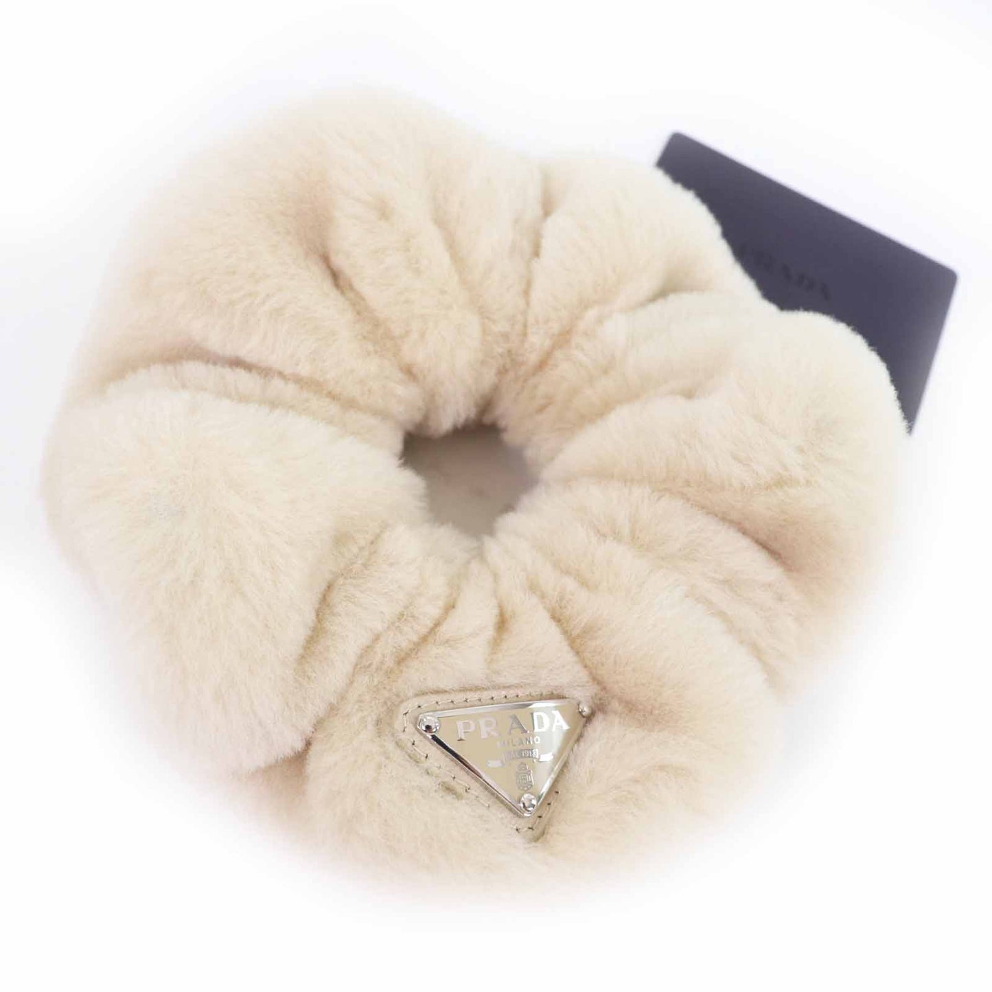 Prada Triangle With Sheep Fur Hair Accessory Handbag Logo Travel Bag