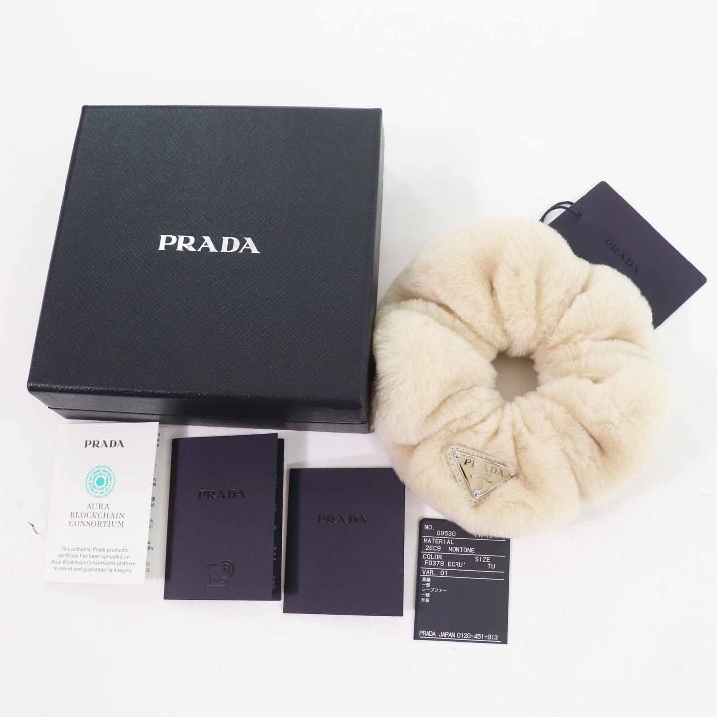 Prada Triangle With Sheep Fur Hair Accessory Handbag Logo Travel Bag