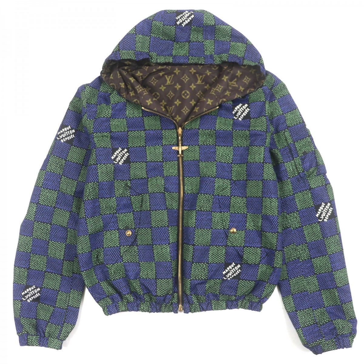 Louis Vuitton Hoodie 1AHBIU polyester 48 Brown Green Navy Apparel