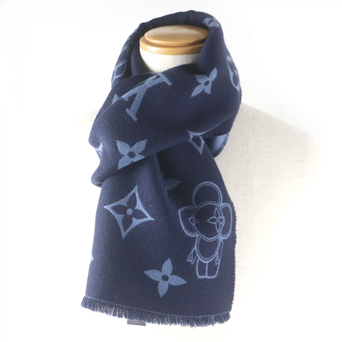 Louis Vuitton Scarf M77129 ne Monogram Wool Navy Apparel