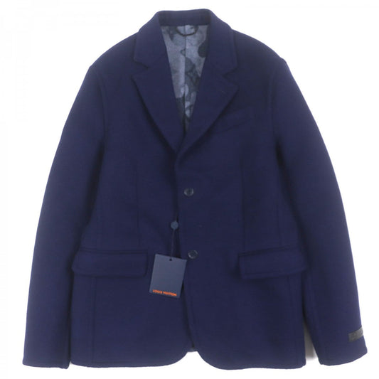 Louis Vuitton tailored jacket cowhide 50 Leather Wool Navy Apparel