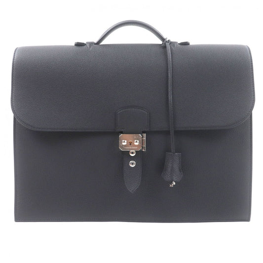 Hermes Briefcase Main Togo Sac Adepeche Mens Handbag Black Travel Bag