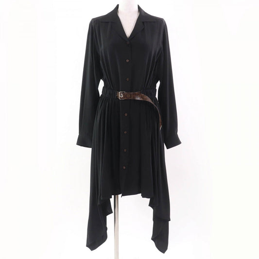 Louis Vuitton one piece 1AFSWC silk Belted Black Apparel