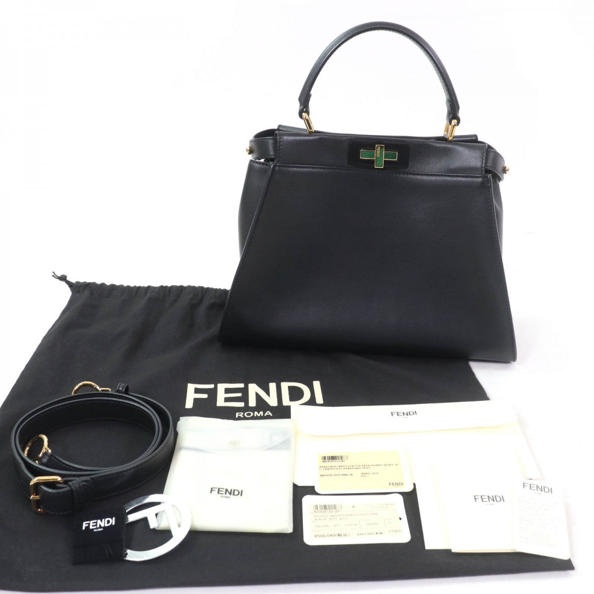 Fendi Handbag 8Bn290 Nappa Peek Boo Regular Leather Black Travel Bag