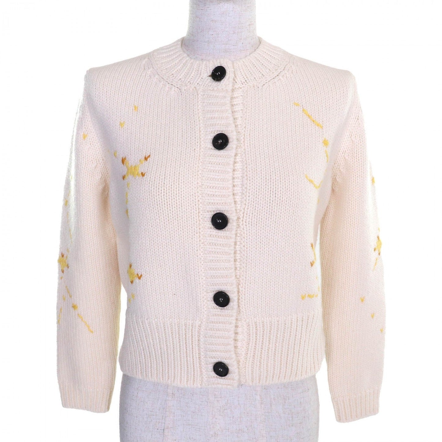 Dior Christian Cardigan Wool Ivory Yellow Handbag Brown Travel Bag
