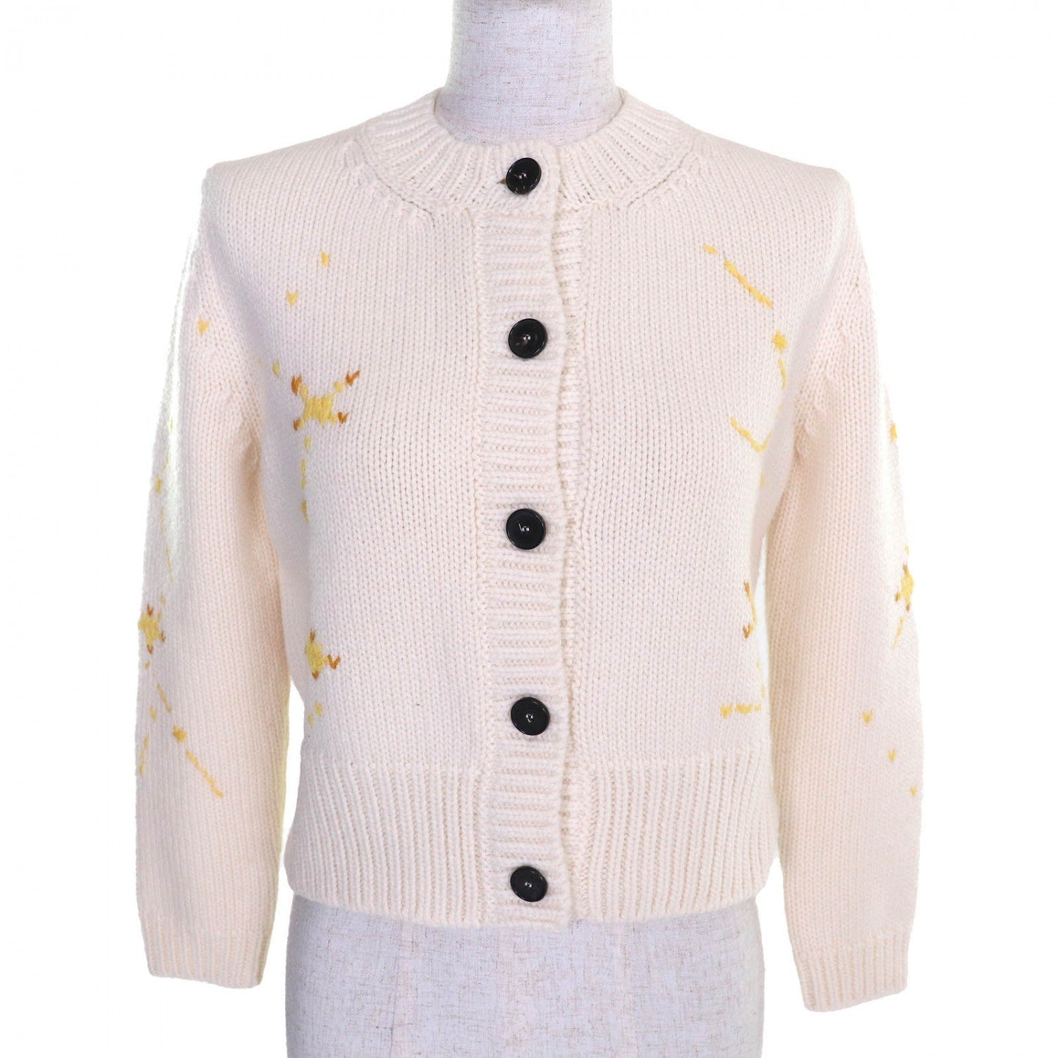 Dior Christian Cardigan Wool Ivory Yellow Handbag Brown Travel Bag