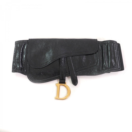 Dior Christian Waist Bag Leather Black Travel Bag