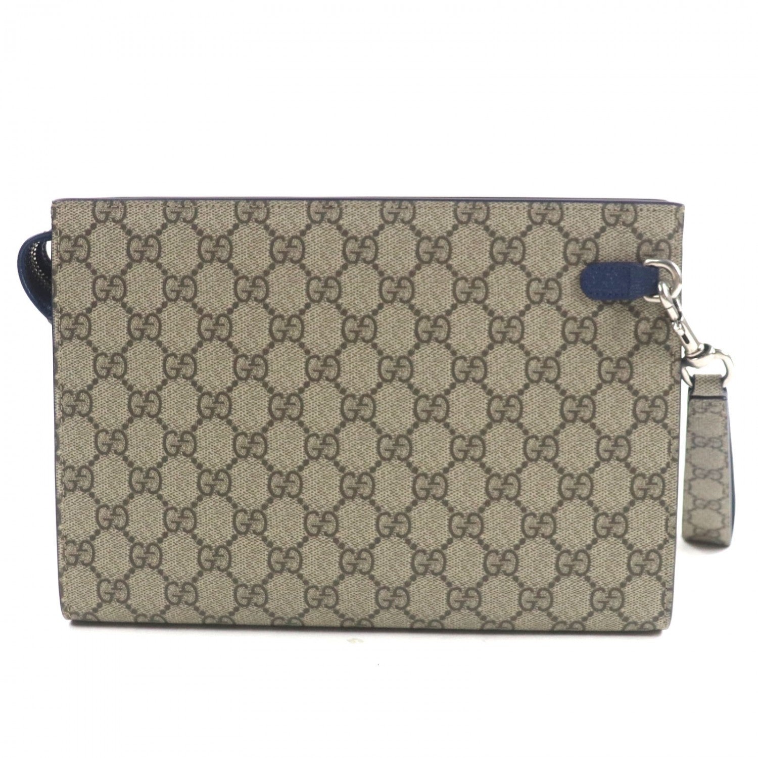 Gucci GG Supreme Canvas Beige Blue Clutch Bag