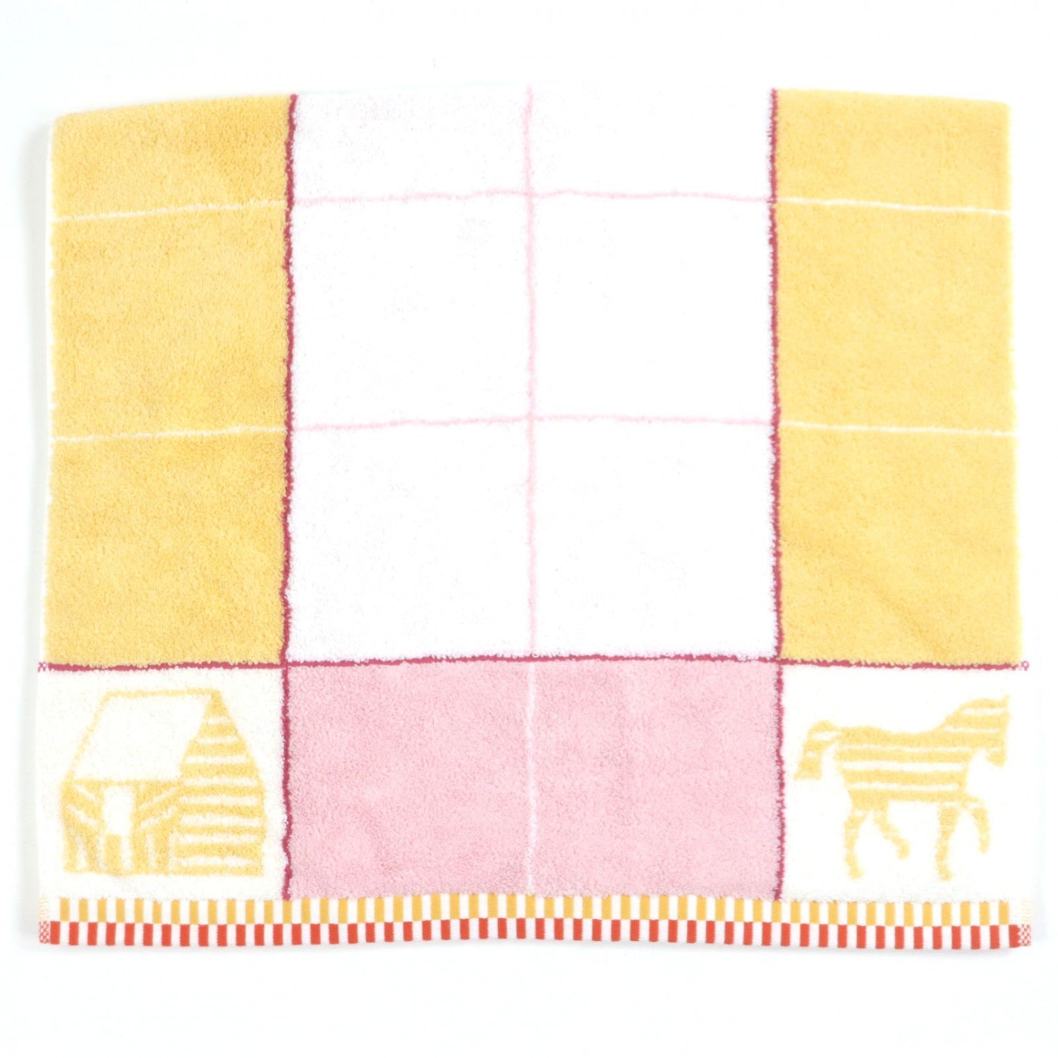 Hermes Towel Cotton Bag White Pink Yellow Travel Bag