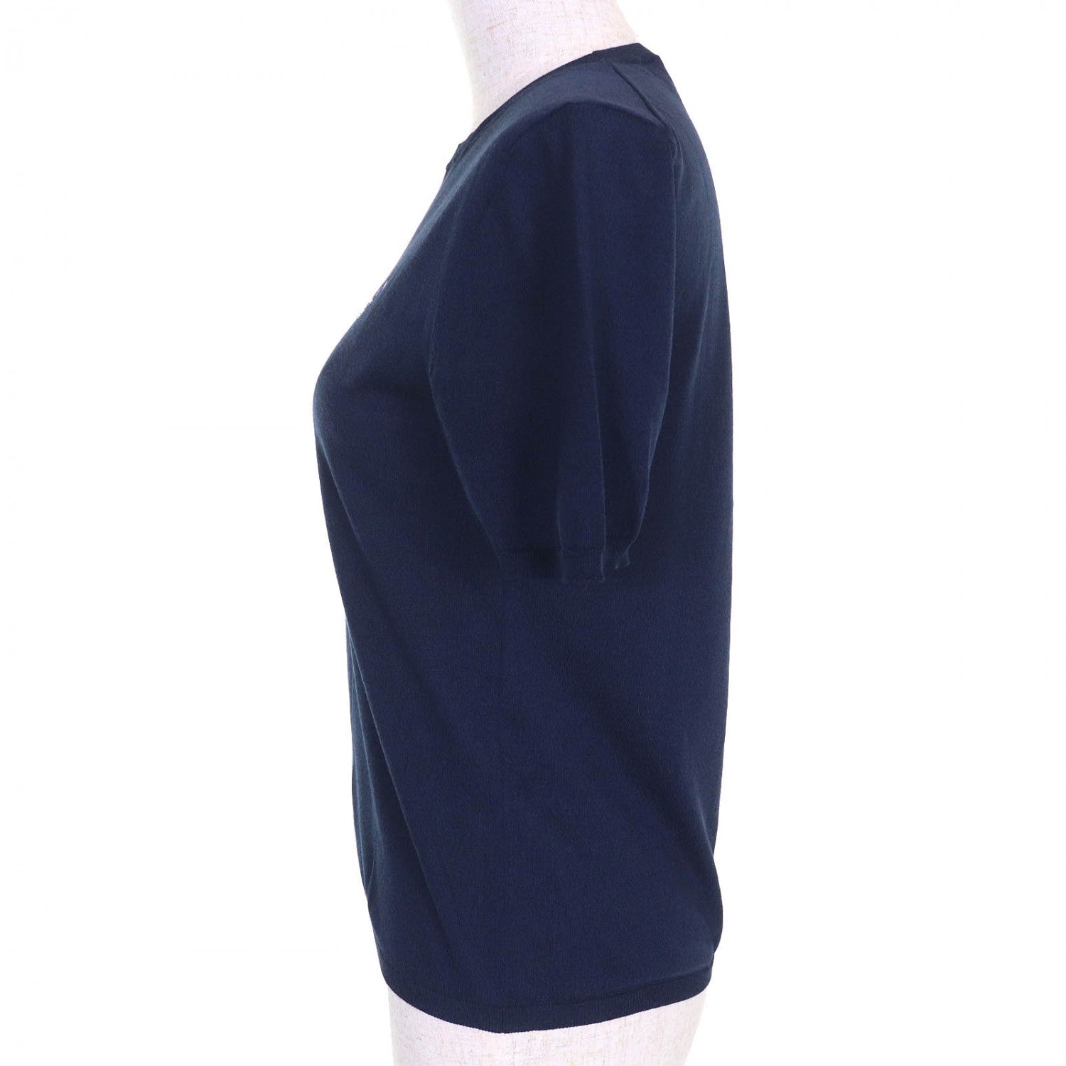 Short Sleeve Knit Silk Navy Handbag Travel Bag