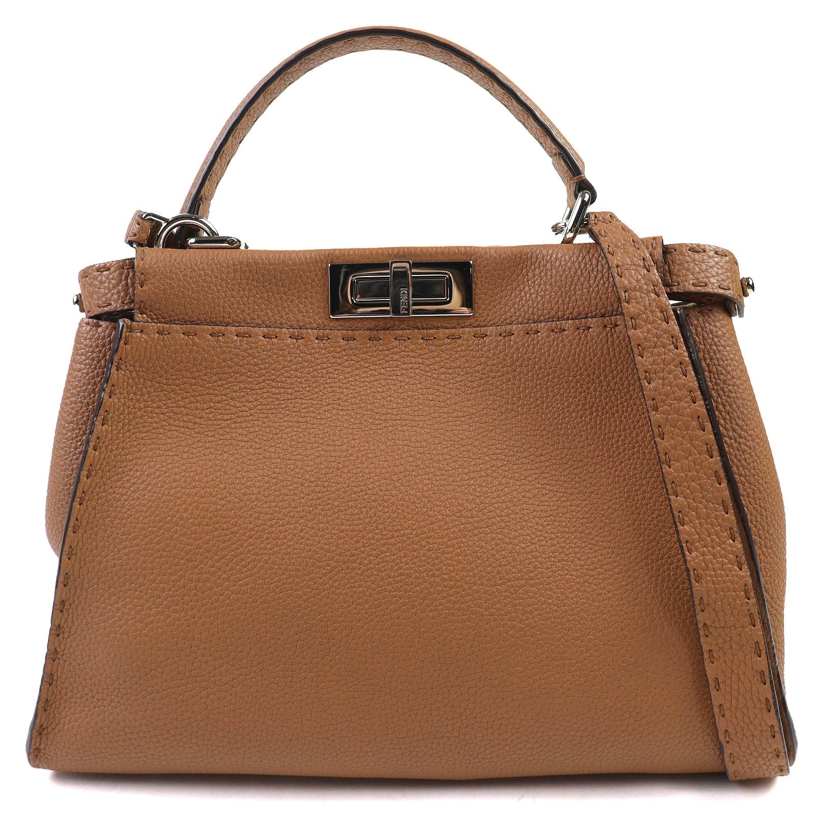 Fendi Peekaboo 2Way Handbag Leather Travel Bag 2Way Handbag 3