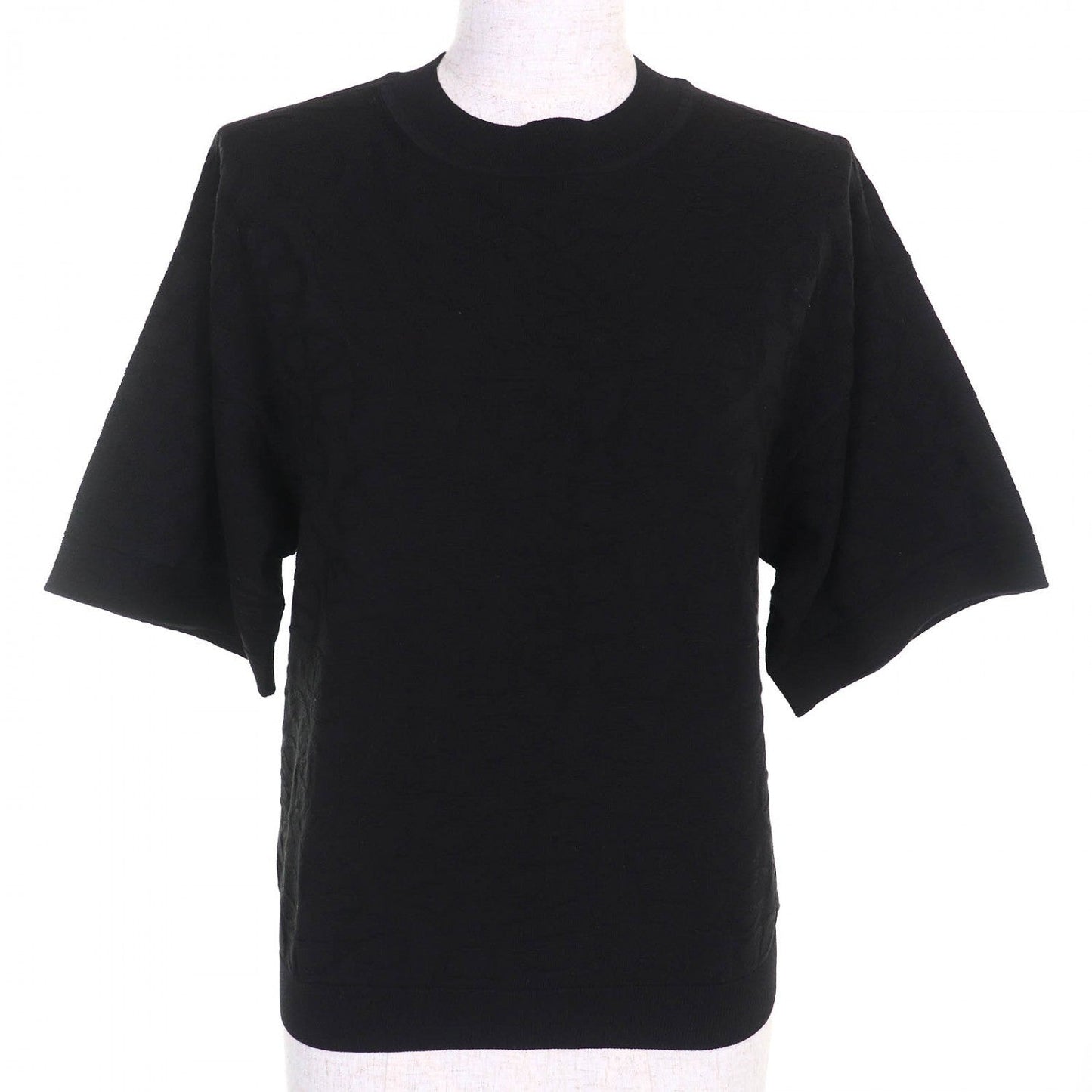 Short Sleeve Knit Silk Naoussa Chene Handbag Black Travel Bag