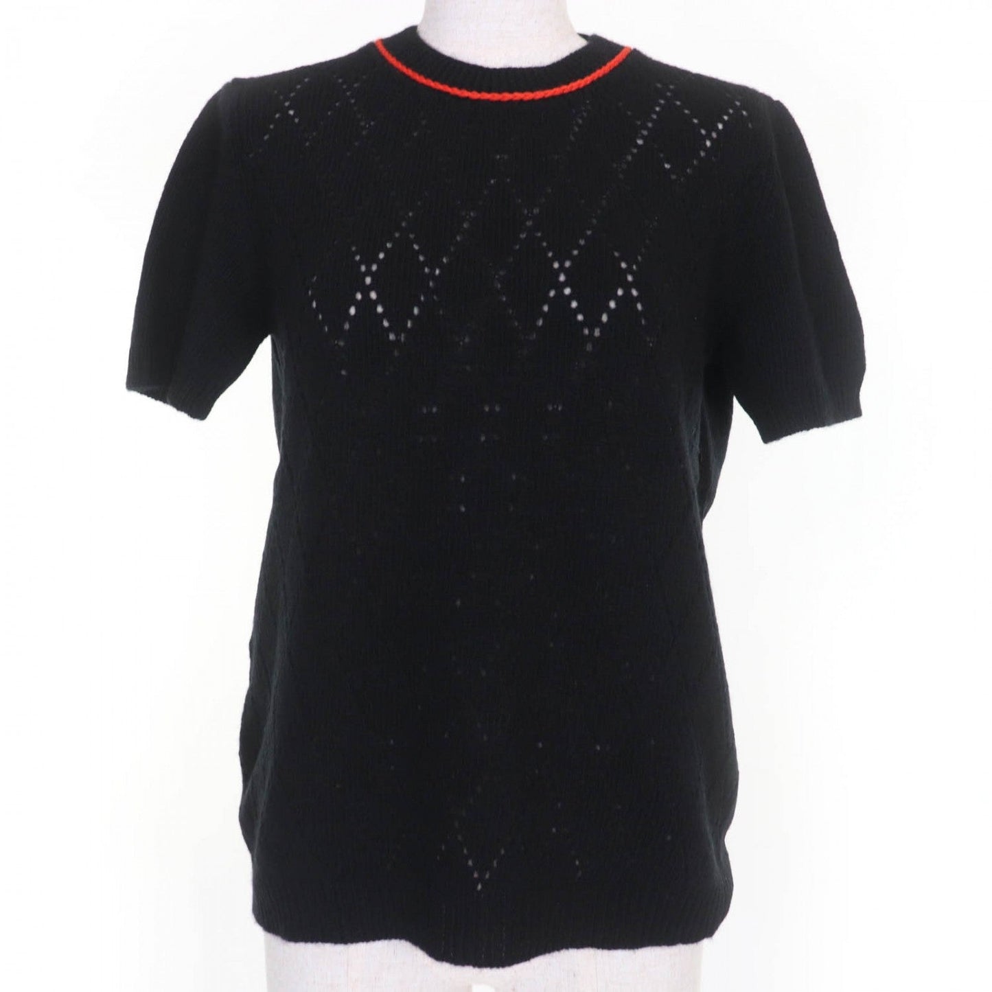 Short Sleeve Knit Wool Handbag Black Travel Bag