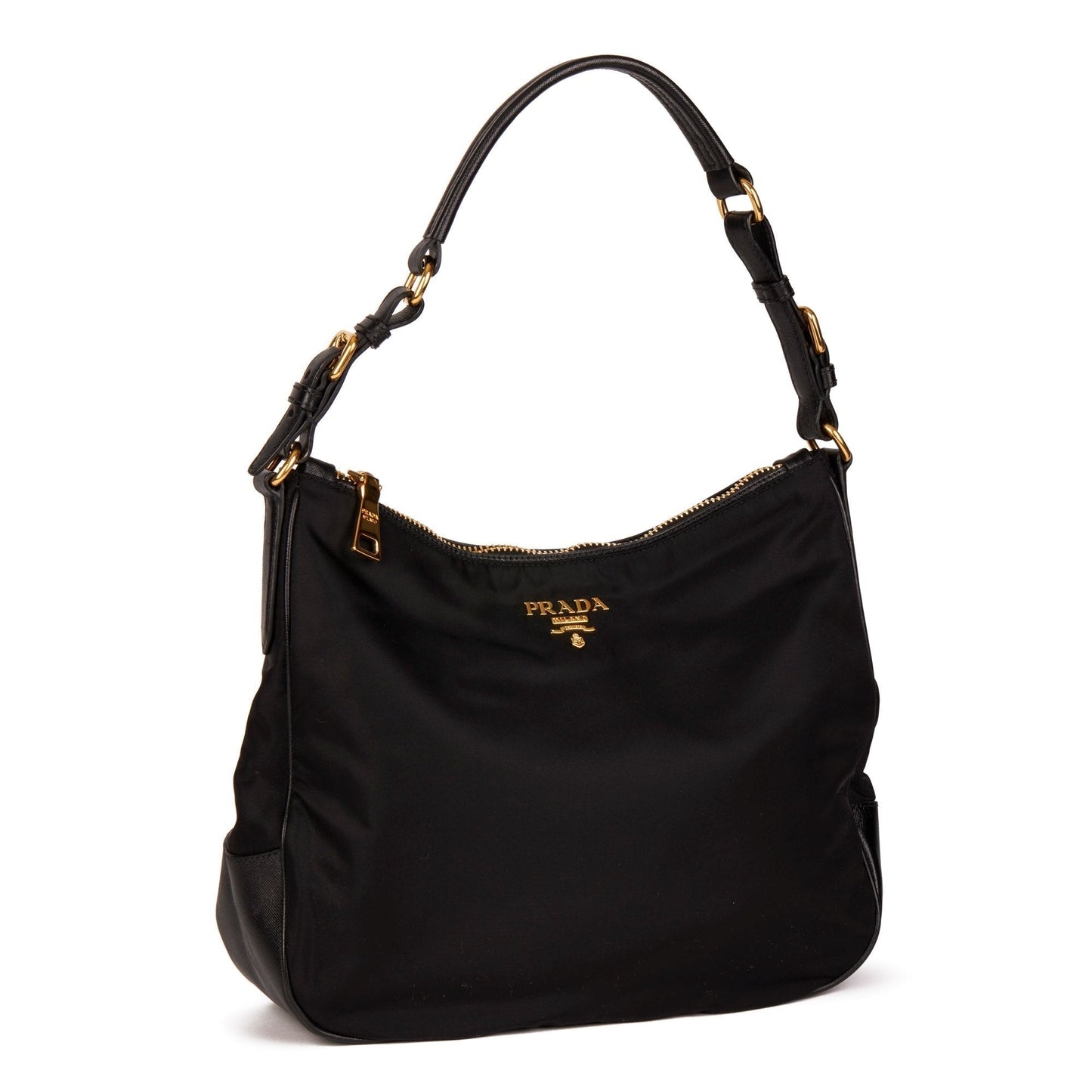 Prada Prada Black Nylon And Black Saffiano Leather Top Travel Bag