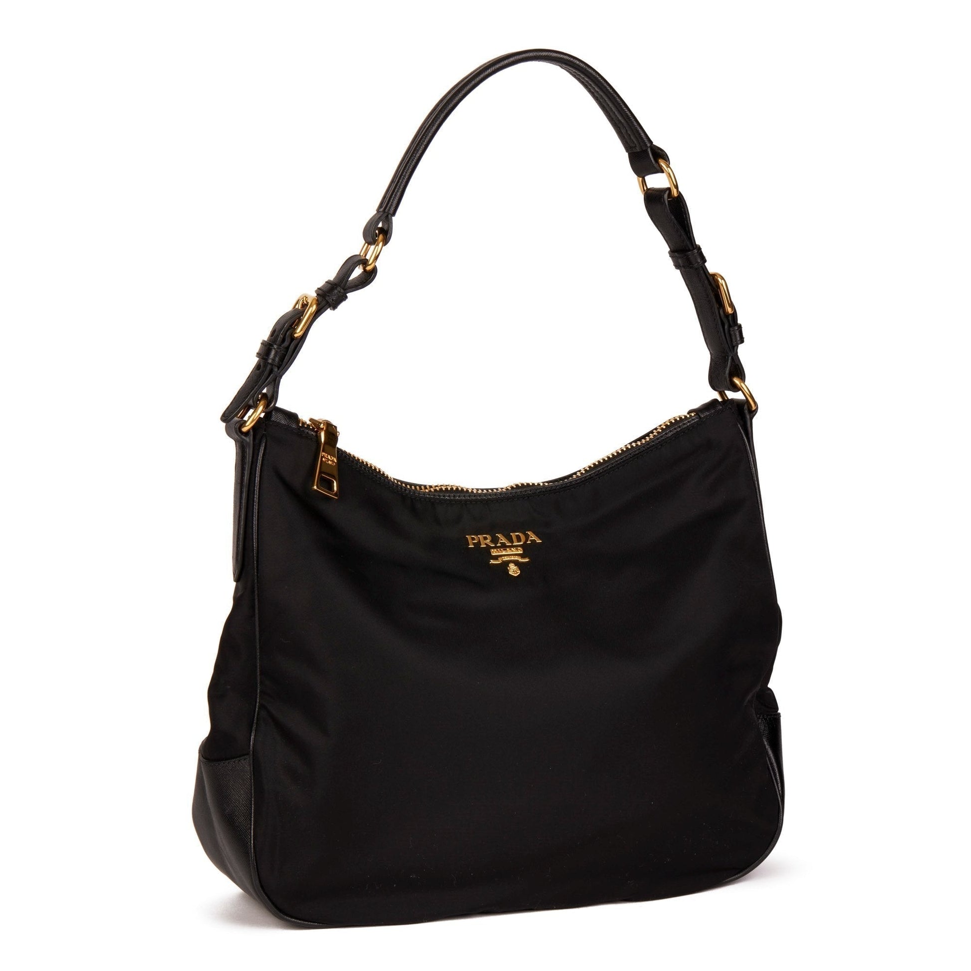 Prada Prada Black Nylon And Black Saffiano Leather Top Travel Bag