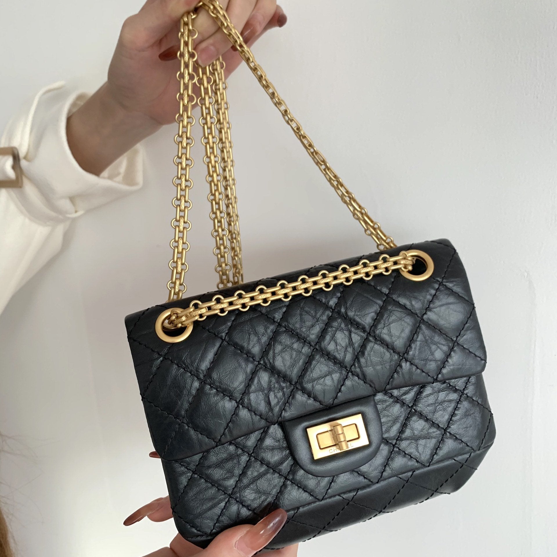 Chlmini Handbag For Women Toned Hardware Black Gold Travel Bag