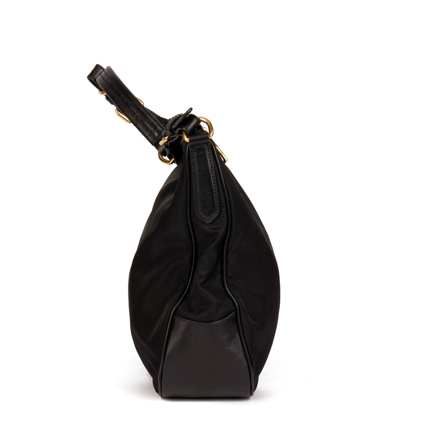 Prada Prada Black Nylon And Black Saffiano Leather Top Travel Bag