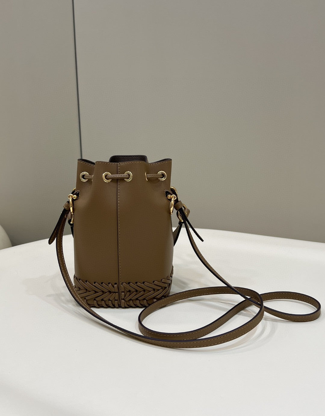 Mon Tresor Stitching Brown Mini Travel Bag