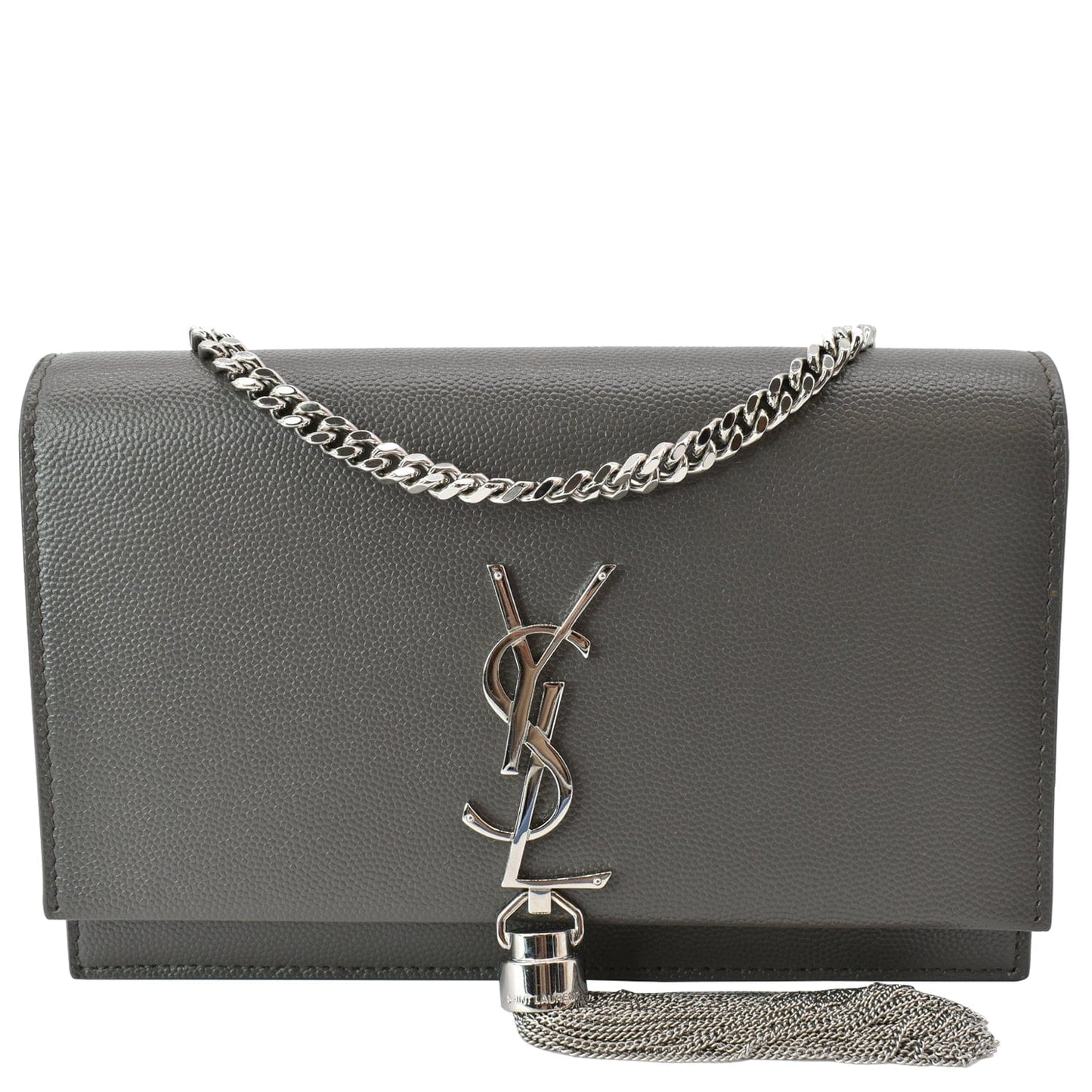 YSL Saint Laurent Saint Kate Tassel Shoulder Bag Grey Hot Leather Small