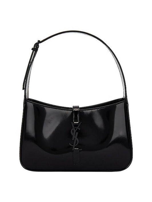 YSL Saint Laurent Saint Laurent Trending Shiny Hobo Shoulder Bag Leather Black
