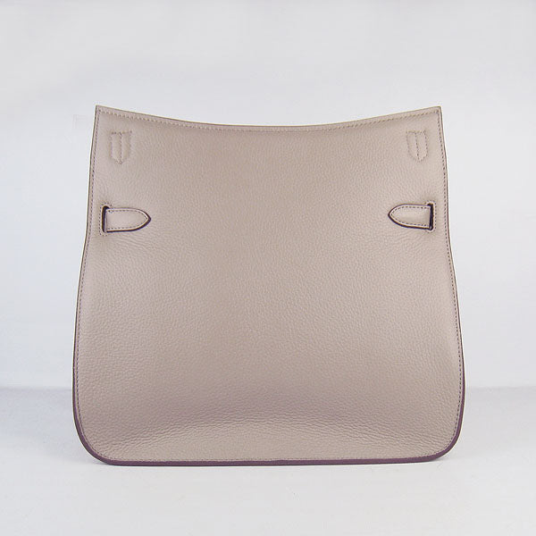 Hermes Luxury Shoulder Bag Grey Leather Silver