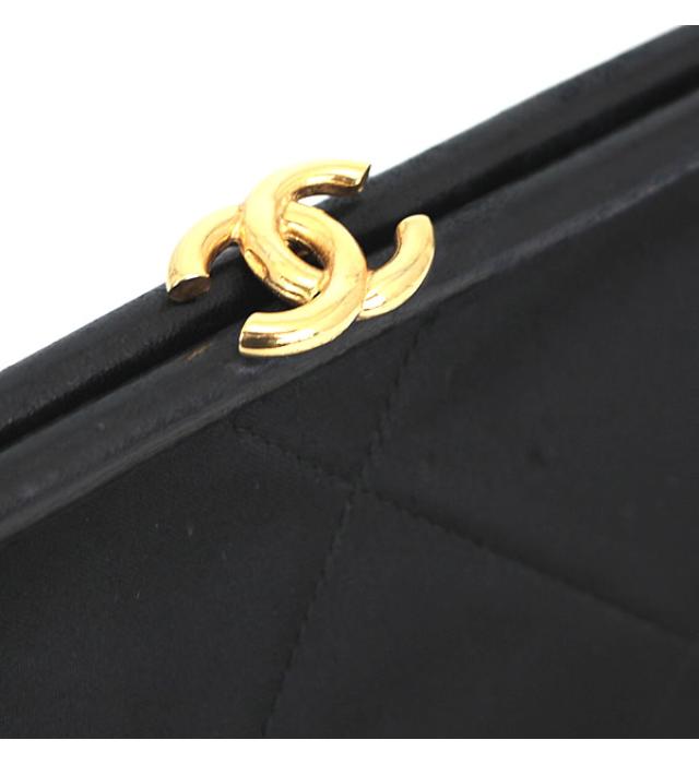 Chanel Fringed Clasp Shoulder Bag Satin Black Jewelry