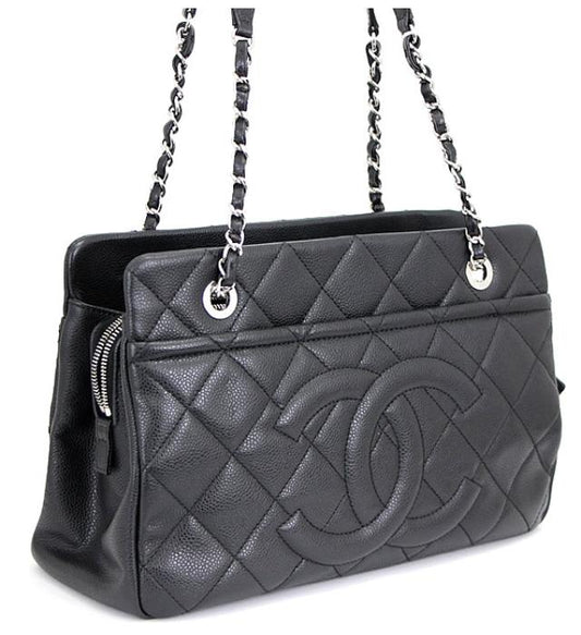 Chanel Shoulder Bag Caviar Skin Matelasse Black