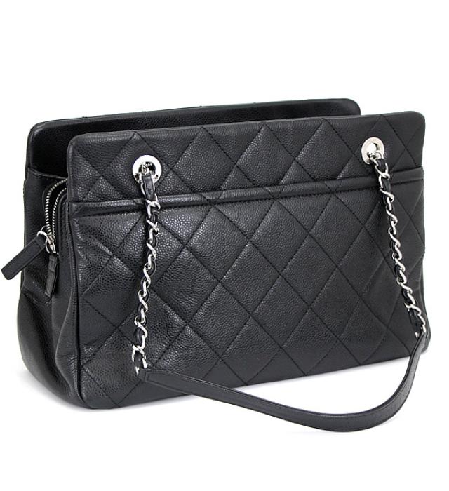 Chanel Shoulder Bag Caviar Skin Matelasse Black