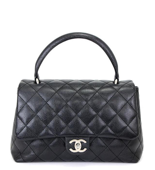 Chanel Kelly Type Handbag Caviar Skin Black Small