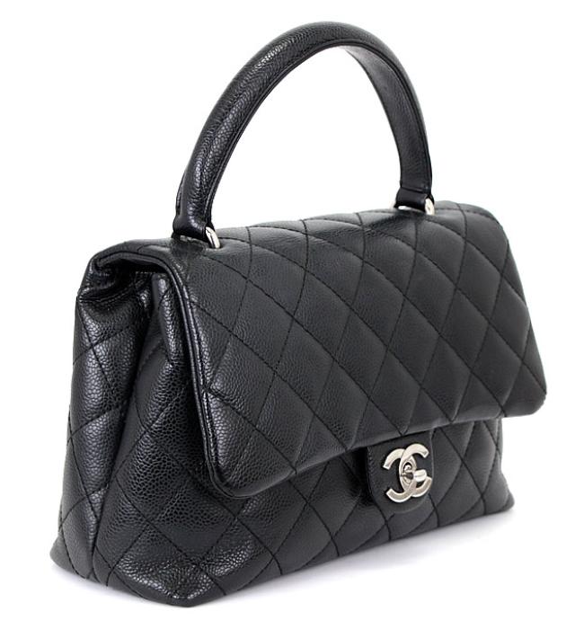 Chanel Kelly Type Handbag Caviar Skin Black Small